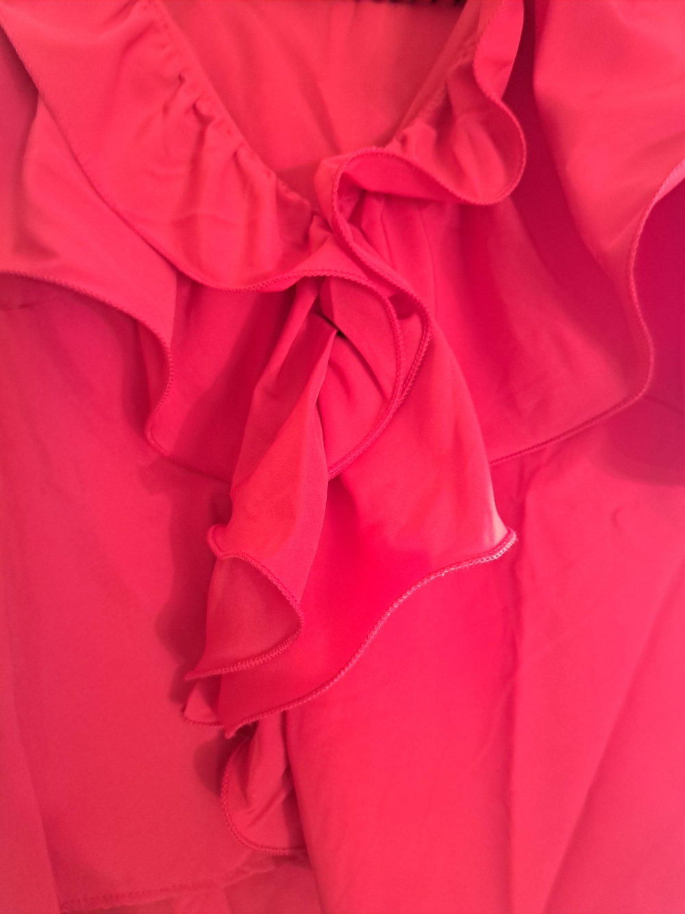 Red Ruffle Short Sleeve Blouse - Picture 2 of 3